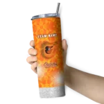customized baltimore orioles starburst tiles orange skinny tumbler best selling 2.webp