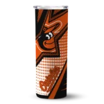 customized baltimore orioles web stripes orange white skinny tumbler best selling.webp