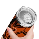 customized baltimore orioles web stripes orange white skinny tumbler best selling.webp