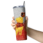 customized baltimore orioles winnie the pooh orange gray skinny tumbler best selling.webp