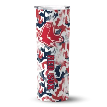 customized boston red sox claw marks red white skinny tumbler best selling.webp