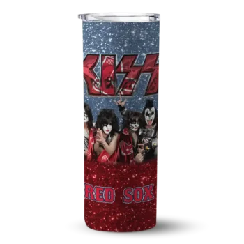 customized boston red sox kiss band navy skinny tumbler best selling.webp