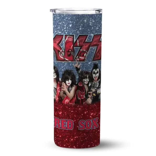 customized boston red sox kiss band navy skinny tumbler best selling.webp