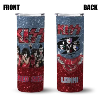 customized boston red sox kiss band navy skinny tumbler fashion forward.webp