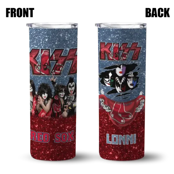 customized boston red sox kiss band navy skinny tumbler fashion forward.webp