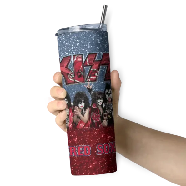 customized boston red sox kiss band navy skinny tumbler premium grade.webp