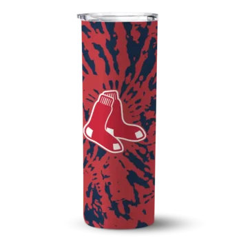 customized boston red sox metallic grid red skinny tumbler best selling.webp