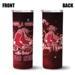customized boston red sox rose romance red black skinny tumbler best selling 1.webp