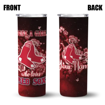 customized boston red sox rose romance red black skinny tumbler fashion forward.webp