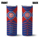 customized chicago cubs camo texture blue skinny tumbler best selling.webp