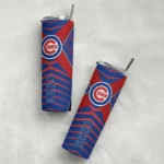 customized chicago cubs camo texture blue skinny tumbler best selling.webp