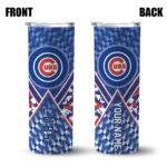 customized chicago cubs monogram burst blue white skinny tumbler best selling.webp