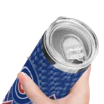 customized chicago cubs monogram burst blue white skinny tumbler best selling.webp