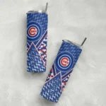 customized chicago cubs monogram burst blue white skinny tumbler best selling.webp