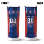 customized chicago cubs stacked diamond blue skinny tumbler best selling.webp