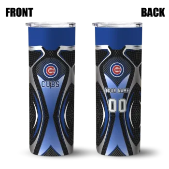 customized chicago cubs superman emblem blue black skinny tumbler fashion forward.webp