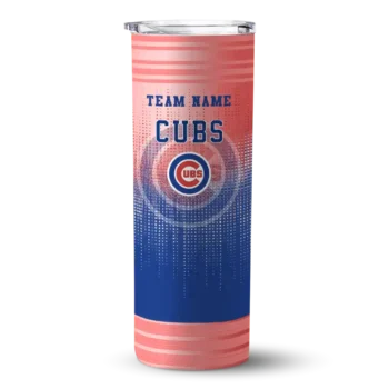 customized chicago cubs swirl texture blue skinny tumbler best selling.webp
