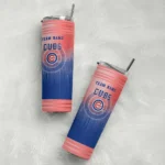 customized chicago cubs swirl texture blue skinny tumbler best selling.webp