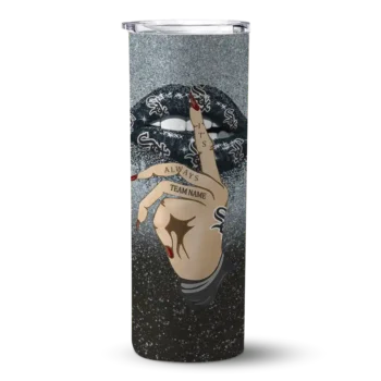 customized chicago white sox sparkle lips black skinny tumbler best selling.webp