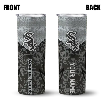 customized chicago white sox spiral burst print black skinny tumbler fashion forward.webp