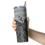 customized chicago white sox spiral burst print black skinny tumbler best selling.webp