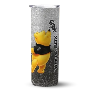 customized chicago white sox winnie the pooh black gray skinny tumbler best selling.webp