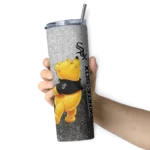customized chicago white sox winnie the pooh black gray skinny tumbler best selling.webp