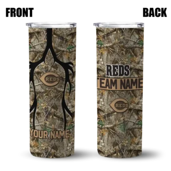 customized cincinnati reds antler flow camo skinny tumbler fashion forward.webp