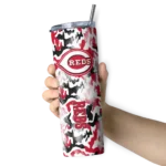 customized cincinnati reds claw marks red white skinny tumbler best selling 1 1.webp