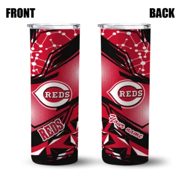 customized cincinnati reds helmet clash red skinny tumbler fashion forward.webp