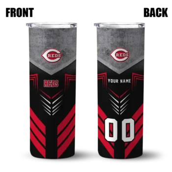 customized cincinnati reds hexagon honeycomb red black skinny tumbler fashion forward.webp