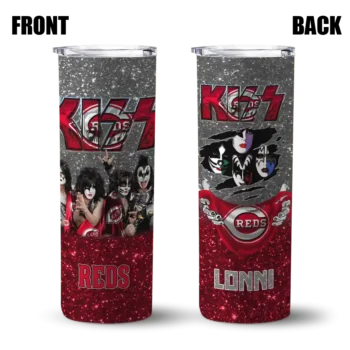 customized cincinnati reds kiss band black skinny tumbler fashion forward.webp