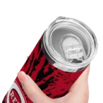 customized cincinnati reds metallic grid red skinny tumbler best selling.webp