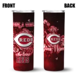 customized cincinnati reds rose romance red black skinny tumbler best selling.webp