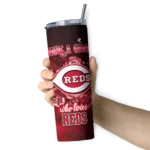 customized cincinnati reds rose romance red black skinny tumbler best selling.webp