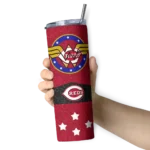 customized cincinnati reds star cluster red skinny tumbler best selling.webp