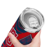 customized cleveland guardians camo texture navy blue skinny tumbler best selling.webp