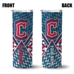 customized cleveland guardians monogram burst navy blue white skinny tumbler best selling.webp