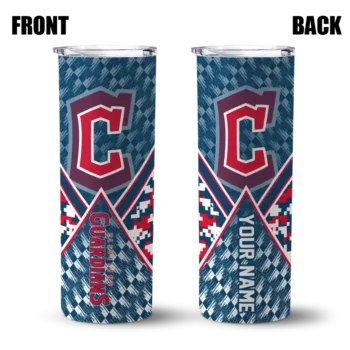 customized cleveland guardians monogram burst navy blue white skinny tumbler fashion forward.webp