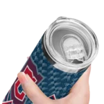 customized cleveland guardians monogram burst navy blue white skinny tumbler best selling.webp