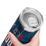 customized cleveland guardians stacked diamond navy blue skinny tumbler best selling 2.webp