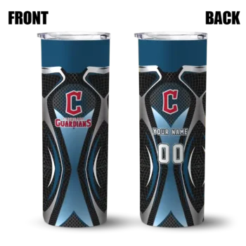 customized cleveland guardians superman emblem navy blue black skinny tumbler fashion forward.webp