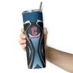 customized cleveland guardians superman emblem navy blue black skinny tumbler best selling 1.webp