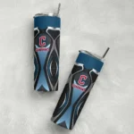 customized cleveland guardians superman emblem navy blue black skinny tumbler best selling 1.webp