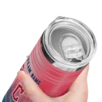 customized cleveland guardians swirl texture navy blue skinny tumbler best selling.webp