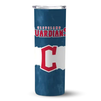 customized cleveland guardians torn band navy blue white skinny tumbler best selling.webp