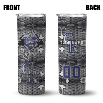 customized colorado rockies chevron v blue gray skinny tumbler fashion forward.webp