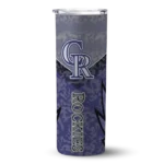 customized colorado rockies spiral burst print blue skinny tumbler best selling.webp