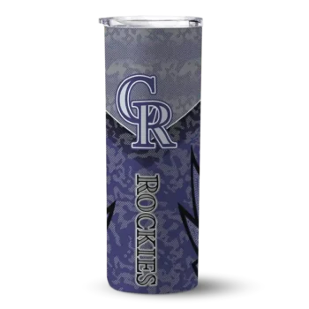 customized colorado rockies spiral burst print blue skinny tumbler best selling.webp