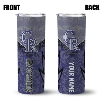 customized colorado rockies spiral burst print blue skinny tumbler fashion forward.webp